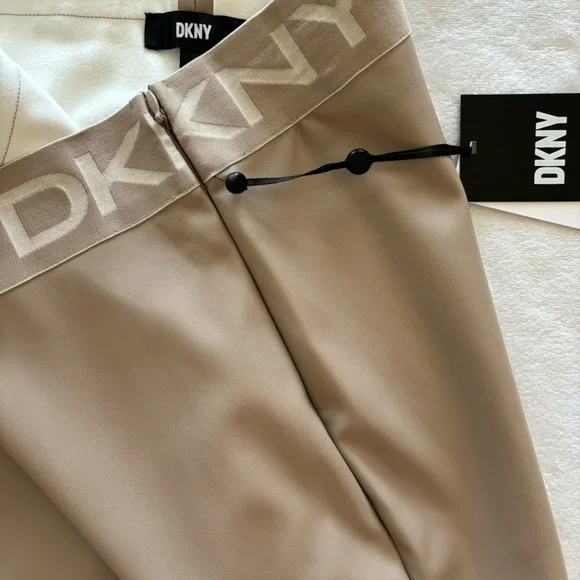 DKNY Faux Leather High Waist Tan Pants--Sz XL - Picture 7 of 16
